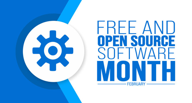February is Free and open source software month background template. Holiday concept. background, banner, placard, card, and poster design template with text inscription and standard color. vector 