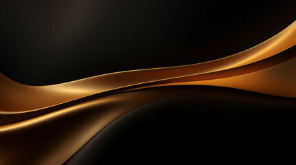 Closeup of golden curves, wave or line isolated on black background, luxury, elegant design