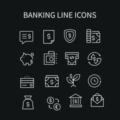 banking line vector icons set