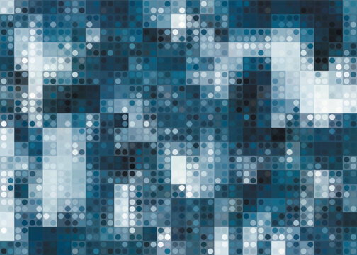 blue white digital abstract pixel vector image falling snow