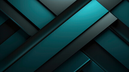 Shapes of metallic turquoise and grey lines and stripes in different layers with 3d effect, abstract pattern background design 