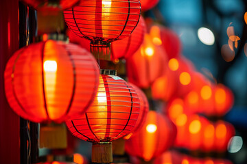 group of red lanterns, typical for new chinese lunar year 