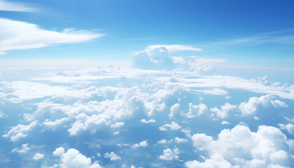 Recreation of aerial view of white clouds in the blue sky	 - obrazy, fototapety, plakaty