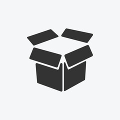 open box icon. package, box, parcel flat style symbol. Cargo distribution, export boxes, return parcel icons. Shipment of goods, open package. simple icon for graphic, web, ui ux, mobile design