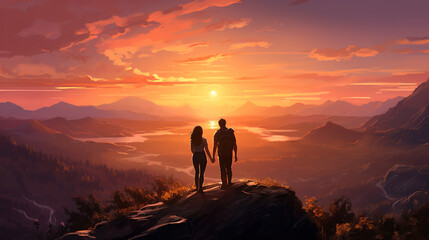 Fototapeta premium couple in the mountains