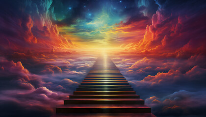 Recreation of infinite stairway to the kingdom of heaven - obrazy, fototapety, plakaty