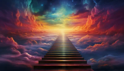 Foto op Canvas Recreation of infinite stairway to the kingdom of heaven © bmicrostock