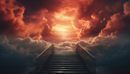 Recreation of a stairway to the heaven - obrazy, fototapety, plakaty