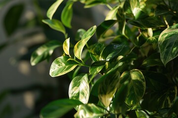 Obraz premium A close up view of a plant with vibrant green leaves. This image can be used to showcase the beauty of nature or as a background for various projects