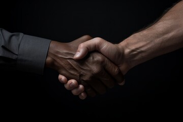 Handshake Uniting Diverse Individuals Against Dark Background