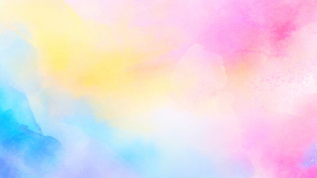 Abstract rose pink, yellow and sapphire blue watercolor splash background