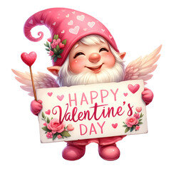 Watercolor Valentines Cupid Gnomes