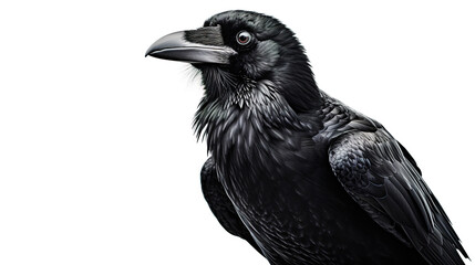 raven on a white background - obrazy, fototapety, plakaty