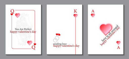 Valentine's Day. Modern design template of love cards, posters, covers set. Trendy minimalist with red graphic design on white background. EPS vector illustration.