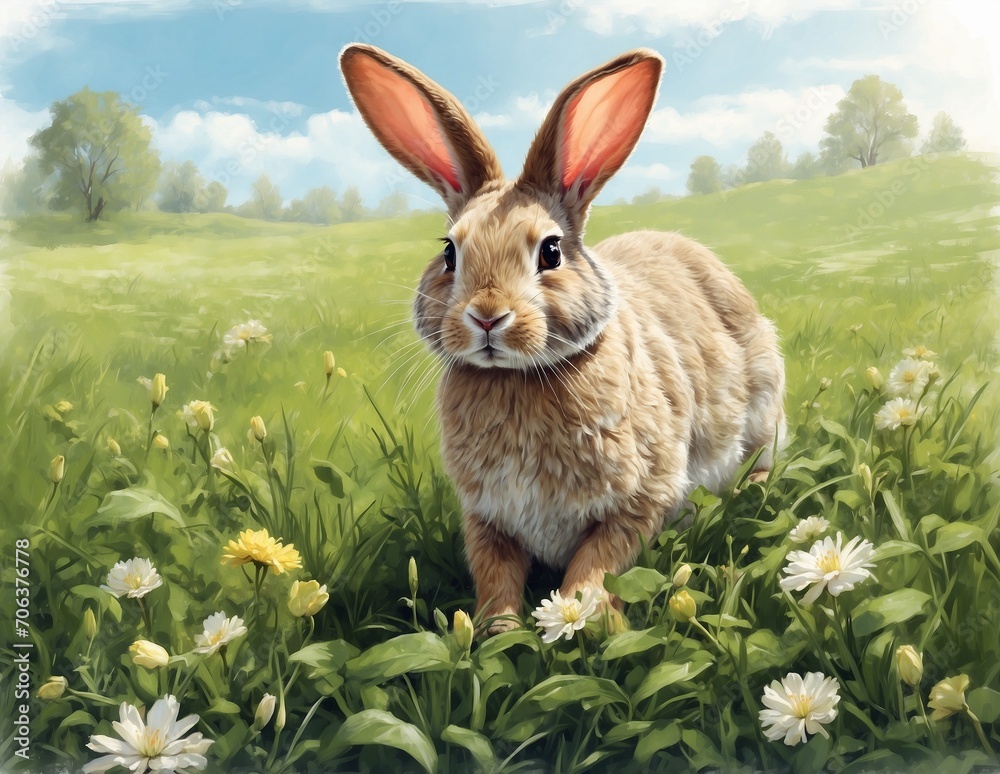 Wall mural rabbit in the grass