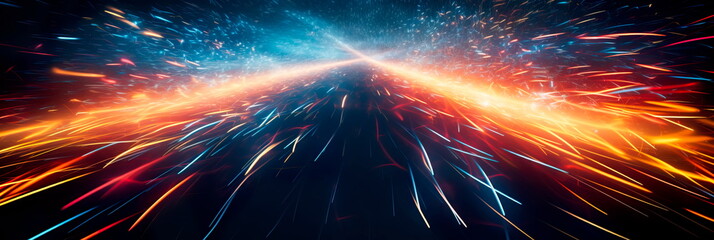 trails left by fireworks in the night sky, turning bursts of color into dynamic streaks. Generative AI