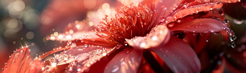 Morning Dew on Petals . Delicate beauty of spring with dewdrops on flower petals in the early morning light. Generative AI