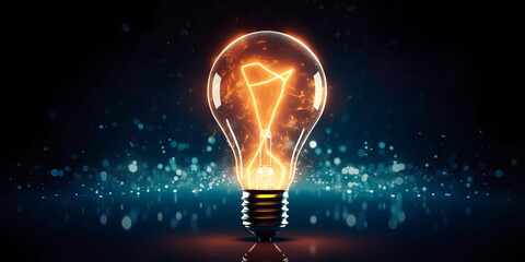 light bulb with interconnected lines, symbolizing the global network of ideas and innovation. Generative AI - obrazy, fototapety, plakaty