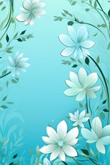 Fototapeta na wymiar Aqua pastel template of flower designs with leaves