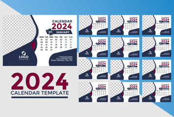 Desk Calendar template 2024