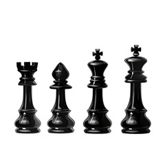  Black chess pieces isolated on transparent background