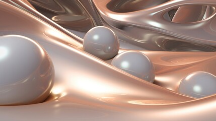 Smooth and shiny spherical objects lying in the curves of a shiny metal surface