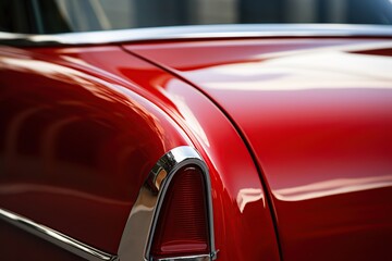 Closeup photo of a new red modern car