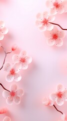 Fototapeta na wymiar Mobile wallpaper: Delicate cherry blossoms fall gently, forming a serene and peaceful scene