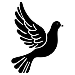 Elegant Dove Silhouette Vector: Symbol of Peace, Tranquility, and Grace in Black
