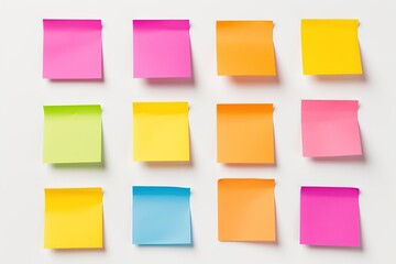 Colorful sticky notes on white background