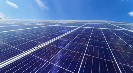 A mesmerizing sight, a colossal solar panel bathes in the brilliance of the azure sky, bringing...