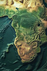 Detailed close-up view of a map of Africa. Ideal for educational purposes or travel-related projects
