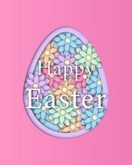 Easter card with Easter egg and flowers