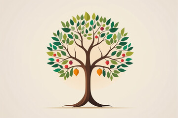 Minimalist illustration of Tu Bishvat tree