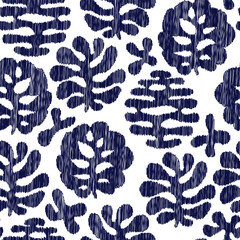 Vector Seamless Pattern with Indigo Leaves. - 706383174