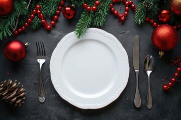 A simple image of a plate with a fork and knife placed on a table. Suitable for various food-related concepts and restaurant themes
