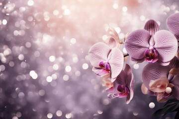 Background of abstract glitter lights. Orchid, platinum, and charcoal gray. Defocused