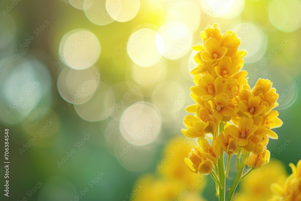Poster a close-up view of a bunch of yellow flowers. perfect for adding a touch of brightness and beauty to