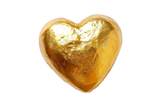 Golden heart, cut out - stock png.