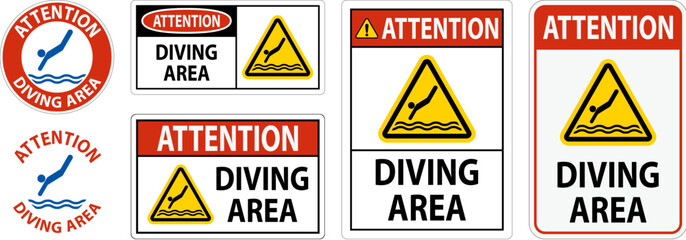Water Safety Sign Attention - Diving Area