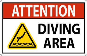 Water Safety Sign Attention - Diving Area