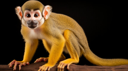 Squirrel monkey on the isolated background, AI Generative.