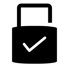 Padlock Icon | Lock with Check Mark Filled Icon | Home Security or Internet Security SVG Symbol