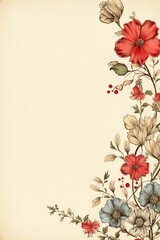 Banner with flowers on light brass background