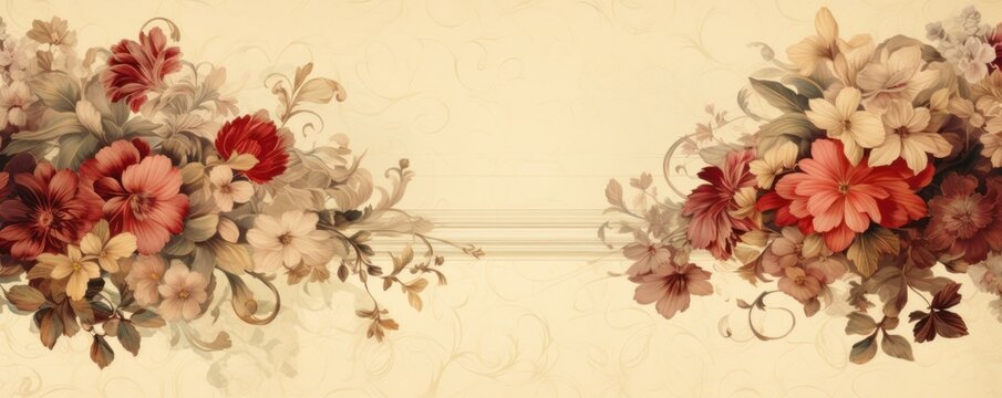 Banner with flowers on light charcoal background