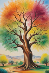 Naklejka na ściany i meble Scene of a colorful Tu Bishvat tree