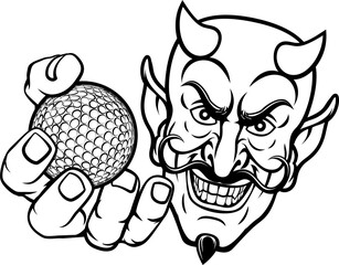 Devil Satan Golf Ball Sports Mascot Cartoon