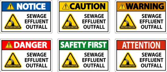 Foto op Canvas Water Safety Sign Warning - Sewage Effluent Outfall © Seetwo