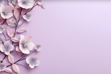 Fototapeta na wymiar Banner with flowers on light lavender background