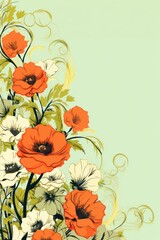 Banner with flowers on light lime background